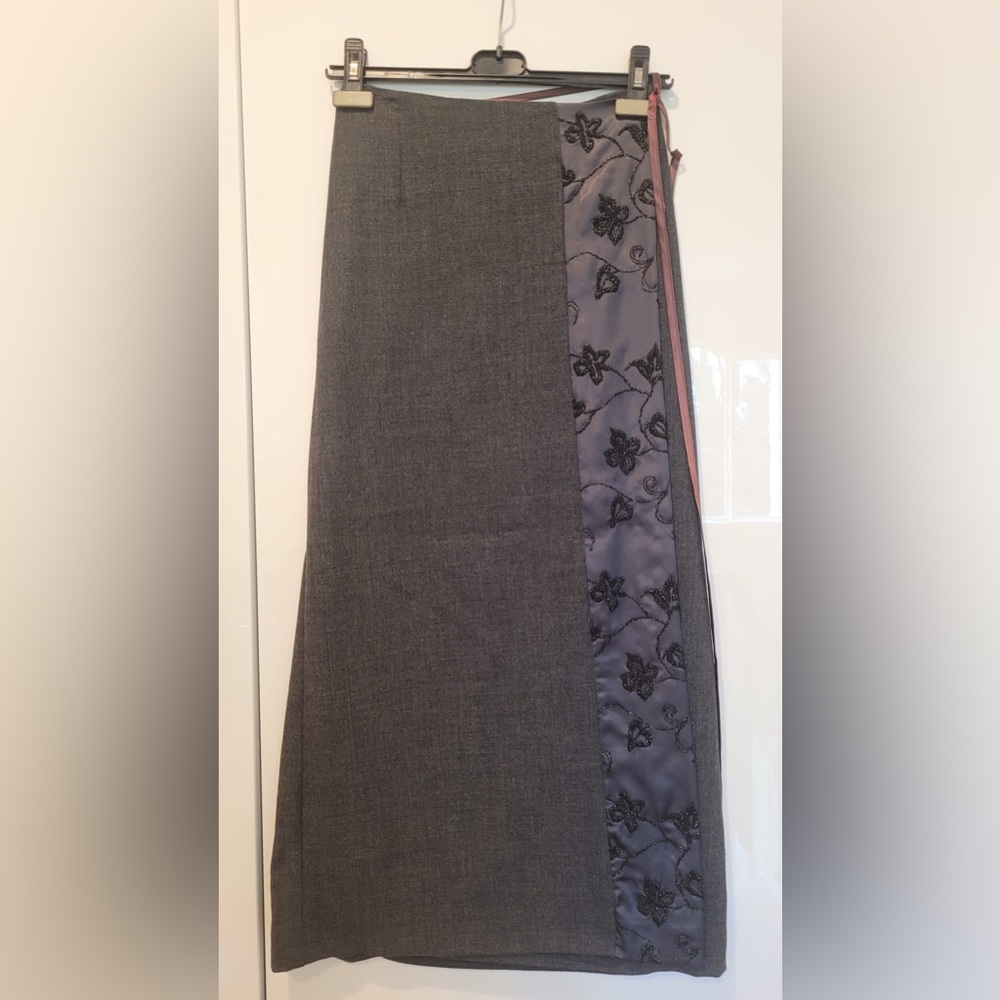 Kenzo Jungle Wool Gray Wrap Long Skirt